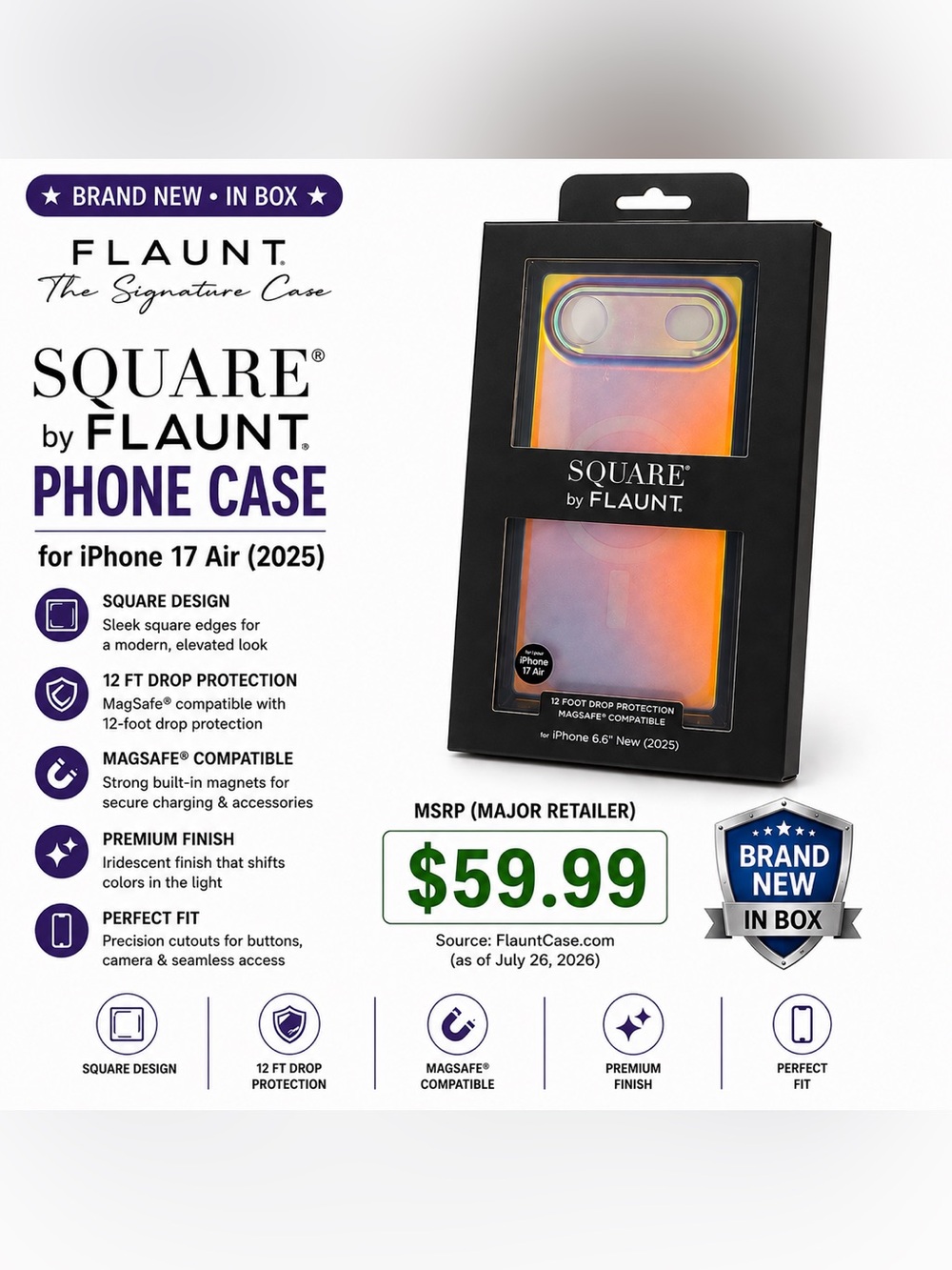 Square by Flaunt Iridescent iPhone 17 Air Case (New in box)